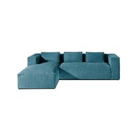 Lisa Design - Canapé d'angle Gauche - Stella en Velours Côtelé - Sofa Bleu Canard 4 Places - Salon