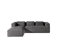 Stella - canapé d'angle - en velours côtelé - 4 places -style contemporain - gauche - Gris foncé