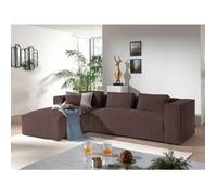 Stella - canapé d'angle - en velours côtelé - 4 places -style contemporain - gauche - Marron