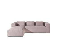 Stella - canapé d'angle - en velours côtelé - 4 places -style contemporain - gauche - Rose