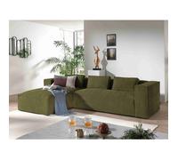 Stella - canapé d'angle - en velours côtelé - 4 places -style contemporain - gauche - Vert