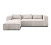 Stella - canapé d'angle gauche - 4 places - en velours côtelé grosses côtes - Blanc Blanc G