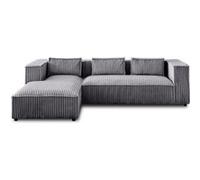 Stella - canapé d'angle gauche - 4 places - en velours côtelé grosses côtes - Gris Gris G