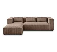 Stella - canapé d'angle gauche - 4 places - en velours côtelé grosses côtes - Taupe