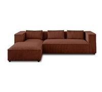 Stella - canapé d'angle gauche - 4 places - en velours côtelé grosses côtes - Terracotta