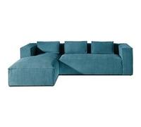 Stella - canapé d'angle - en velours côtelé - 4 places -style contemporain - gauche - Bleu canard Bleu canard G