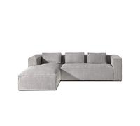 Stella - canapé d'angle - en velours côtelé - 4 places -style contemporain - gauche - Gris clair