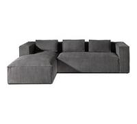 Stella - canapé d'angle - en velours côtelé - 4 places -style contemporain - gauche - Gris foncé