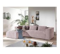 Stella - canapé d'angle - en velours côtelé - 4 places -style contemporain - gauche - Rose