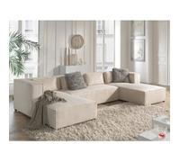Stella - canapé panoramique en U - 7 places - en velours côtelé - Beige