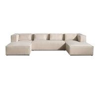 Lisa Design - Canapé Panoramique en U Stella en Velours Côtelé - Grand Sofa XXL Beige 7 Places - Salon