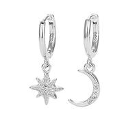 Stella La lune Boucles d'oreilles pendantes en argent 925 pour femme 12 mm, Laiton