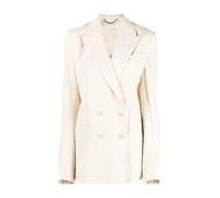 Stella McCartney - Blazer Écru en Mélange de Lin à Double Boutonnage - Femme - Vestes - Jaune - Taille: 42 FR