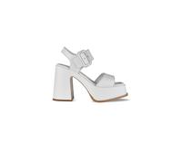 Stella McCartney - Skyla Buckled Platform Sandales - Femme - Chaussures - Blanc - Taille: 38 1/2 EU