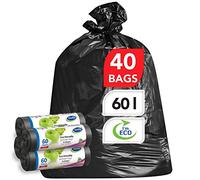 Stella Pack Sac Poubelle Noir Sac 40 60l Ultra 100 Plastique Recyclé Ultra Usage Intérieur et Écologique Film Épais Usage Cuisine et Recyclage Lot de 40 Sacs