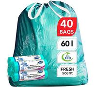 Stella Pack Sacs Poubelle Parfumés Grands Liners 60l 60l Pcs Recyclables Fermeture Cordon Couleur Menthe Anti-fuite Idéaux Odeur Usage Anti-fuite À la Maison ou au Bureau Maison ou au Bureau