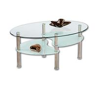 Stella Trading 172407 Wave Table Basse en Acier Inoxydable avec 2 étagères Transparent