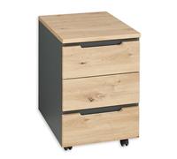 Stella Trading 19602003 Memphis roulettes-Aspect chêne Artisanal-Graphite-Armoire de Bureau Mobile avec tiroirs, Bois, Rollcontainer 2