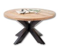 Stella Trading ACE Ronde en Bois Massif de Mangue avec Structure en métal Noir Table Basse de qualité supérieure et Naturelle pou