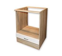 Stella Trading ANDY Armoire encastrée pour cuisinière moderne en aspect chêne Sonoma, blanc mat - Armoire de cuisine spacieuse avec beaucoup d'espace de rangement - 60 x 90 x 60 cm (L/H/P)