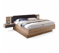 Stella Trading ASCHAU Lit Double élégant avec Commode de Chevet et éclairage, 180 x 200 cm, kit Complet pour Chambre à Coucher, Aspect chêne mauvella, Graphite, 305 x 93 x 210 cm (l x H x P)