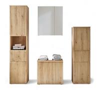 Stella Trading Austin Ensemble de Meubles de Salle de Bain, Aspect chêne Artisanal, Aspect chêne Sauvage, certifié FSC, 4 pièces, 200 x 181 x 36 cm (l x H x P)