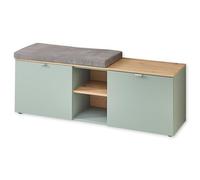 Stella Trading Bari Chaussures, Aspect, certifié FSC, Banc Moderne avec Espace de Rangement pour Votre Couloir, Bois d'ingénierie Plastique Métal, Vert Roseau/chêne Artisanal, Sitzbank 2