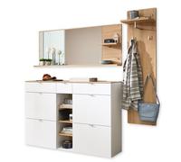 Stella Trading Bari - Lot de 3 vêtements de Couloir - Blanc - Aspect chêne Artisanal certifié FSC - Ensemble de Garde-Robe Moderne 3 pièces pour Votre entrée - 208 x 202 x 38 cm (l x H x P)