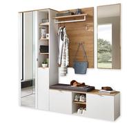 Stella Trading Bari-Lot de 4 Couloir Aspect Artisanal certifié FSC-Ensemble de Garde-Robe Moderne pour Votre entrée, Matériau : Bois Plastique métal, Blanc/chêne Artisan, Garderobenkombination 2