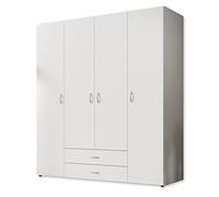 Stella Trading BASE Armoire À Vêtements Intemporelle En 3 Tailles Différentes, Portes Battantes, Polyvalente, En Blanc, 160 x 177 x 52 cm (L/H/P)