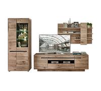 Stella Trading Bellano Ensemble Complet de Meubles de Salon, Aspect chêne Viking, Graphite, Armoire Murale Moderne avec éclairage LED pour Votre Salon, 322 x 202 x 44 cm (l x H x P)
