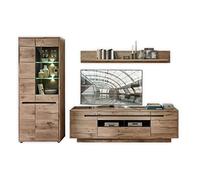 Stella Trading Bellano Ensemble Complet de Meubles de Salon, Aspect chêne Viking, Graphite, Armoire Murale Moderne avec éclairage LED pour Votre Salon, 299 x 202 x 44 cm (l x H x P)