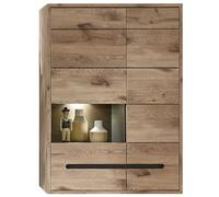 Stella Trading Bellano Viking Viking Vitrine Suspendue Aspect chêne Graphite - Vitrine Moderne avec éclairage LED et Beaucoup d'espace de Rangement - 90 x 126 x 38 cm (l x H x P)