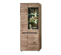 Stella Trading Bellano Aspect chêne Viking Graphite - Armoire Moderne avec éclairage LED et Beaucoup d'espace de Rangement, Bois d'ingénierie, Vitrine 80 cm