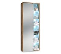 Stella Trading BEST Armoire murale de salle de bain avec lumière LED en look chêne sauvage - Armoire de salle de bain haute avec beaucoup d'espace de rangement - 55 x 160 x 30 cm