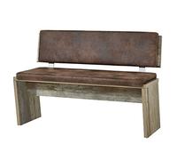 Stella Trading Bonanza Banc Vintage Aspect Bois dérivé - Banc rétro Confortable avec Dossier pour Votre Salon et Salle à Manger - 126 x 86 x 55 cm (l x H x P)