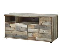 Stella Trading Bonanza Meuble TV Vintage Aspect Bois dérivé, Driftwood NB, Buffet Bas 130 x 61 cm