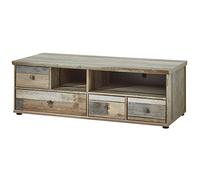 Stella Trading Bonanza Meuble TV Vintage Aspect Bois flotté - Meuble Bas rétro expressif pour Votre Salon - 130 x 43 x 52 cm (l x H x P)
