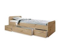Stella Trading Boro Lit Simple Moderne avec 3 tiroirs, 90 x 200 cm, lit gigogne Pratique, Aspect chêne Artisanal, matériau du Bois, 95 x 66 x 204 cm