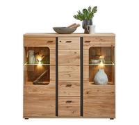 Stella Trading Buffet Haut Massif, Aspect, certifié FSC, Armoire de Salon Moderne avec tiroirs et éclairage LED, d'ingénierie Matériau : Bois Plastique, Chêne Ancien/chêne Artisanal, Highboard