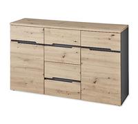 Stella Trading Buffet Memphis Aspect chêne Artisan Graphite - Commode Moderne avec Beaucoup d'espace de Rangement, Sideboard 2
