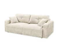 Stella Trading Bullet Canapé-lit Confortable avec Coffre de lit, Housse en Tissu Ivoire, canapé Pliable, avec Fonction de Sommeil, 235 x 88 x 120 cm (l x H x P)