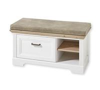 Stella Trading Chaussures Jasmin avec Assise, Aspect Banc rembourré Style Maison de Campagne avec Espace de Rangement pour Couloir et vestiaire, Bois, Pin Clair/chêne Artisan, 93 x 49 x 41 cm