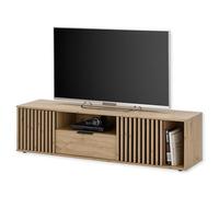 Stella Trading Chiara Bas, Aspect chêne Artisanal, Noir, Meuble TV Moderne avec Beaucoup d'espace de Rangement pour Votre Salon, Matériau : Bois, 150 x 40 x 40 cm