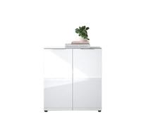 Stella Trading Commode SANTORIN Blanche avec façade en Verre, x P, Bois d'ingénierie, Blanc, 90 x 99 x 40 cm (B/H/T)
