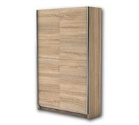 Stella Trading FAST Élégante Armoire À Vêtements/De Vestiaire, Grand Espace De Rangement, Polyvalente, Portes Coulissantes, Aspect Chêne Sonoma, 125 x 195 x 38 cm (L/H/P)