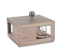 Stella Trading Festival Basse avec Deux tiroirs Table d'appoint spacieuse avec étagère pour Votre Salon, Chêne San Remo, 80 x 46 x 80 cm