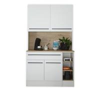 Stella Trading FINN Buffet Mat, Aspect Armoire de Cuisine spacieuse avec Plan de Travail, Bois d'ingénierie, Blanc/chêne Artisan, Buffetschrank