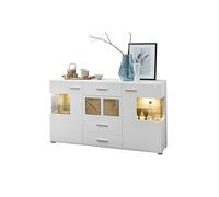 Stella Trading Fun Plus Buffet Blanc avec de Belles Applications en Bois de Cerveau, 170 x 94 x 42 cm