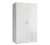 Stella Trading Harry Armoire Blanche - Armoire Polyvalente à 2 Portes battantes pour Votre Chambre à Coucher - 101 x 176 x 51 cm (l/h/p)